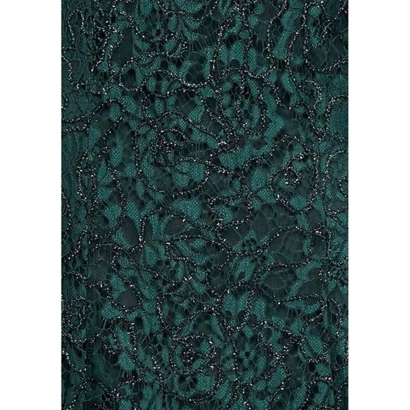 Alex Evenings Women's Size 16 Emerald Green Lace Gown Cap Sleeves - Picture 2 of 10